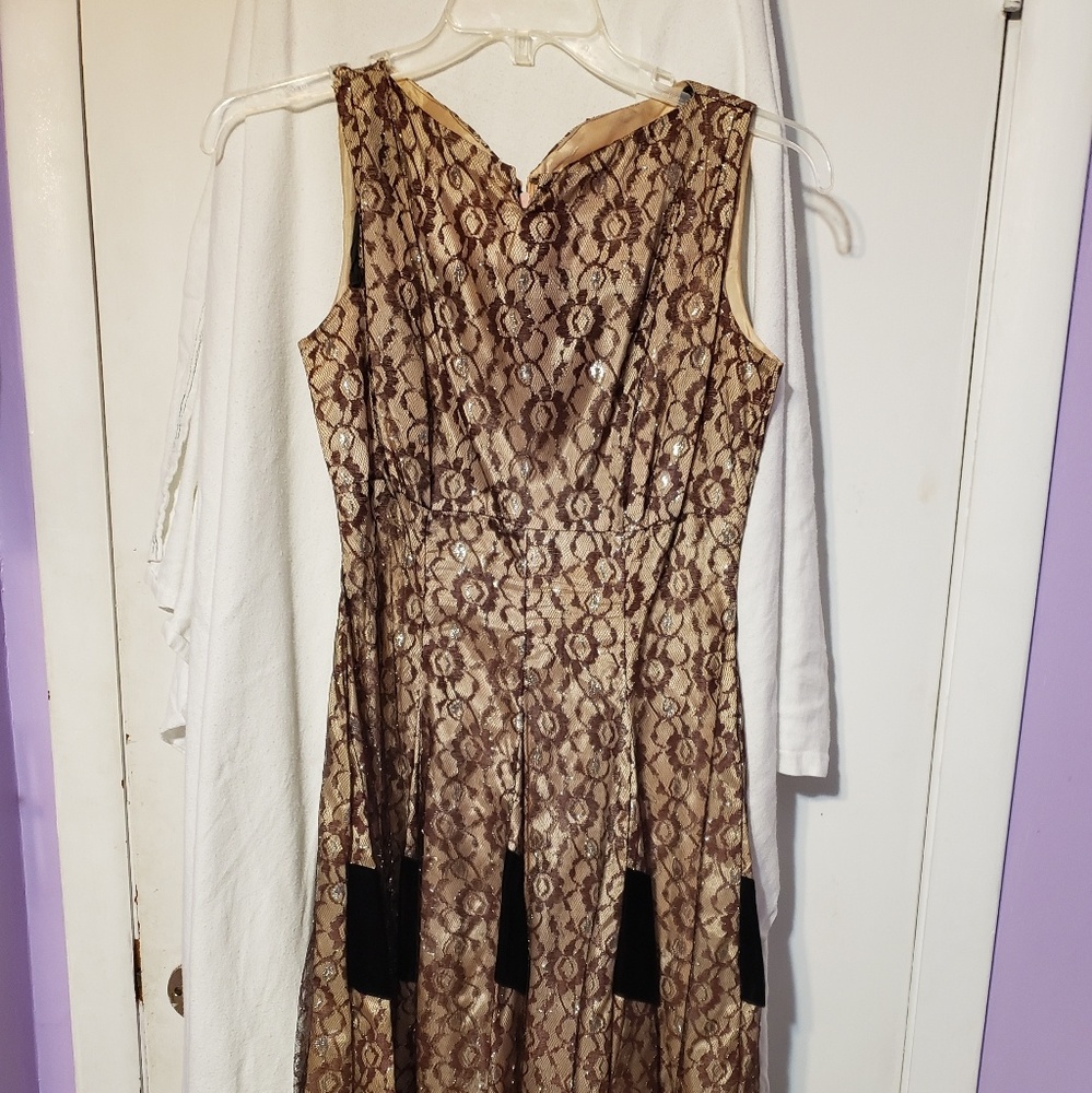 Vintage 50s Mid-Length Lace Pleated Dress
